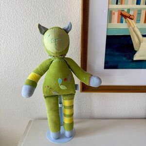 Serena & Lily Green Stitched Corduroy Cat 17” Plush Stuffie